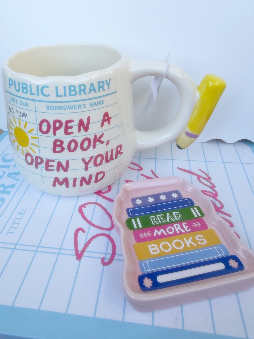 Public Library “Open a Book, Open Your Mind' Mug +  Trinket Dish